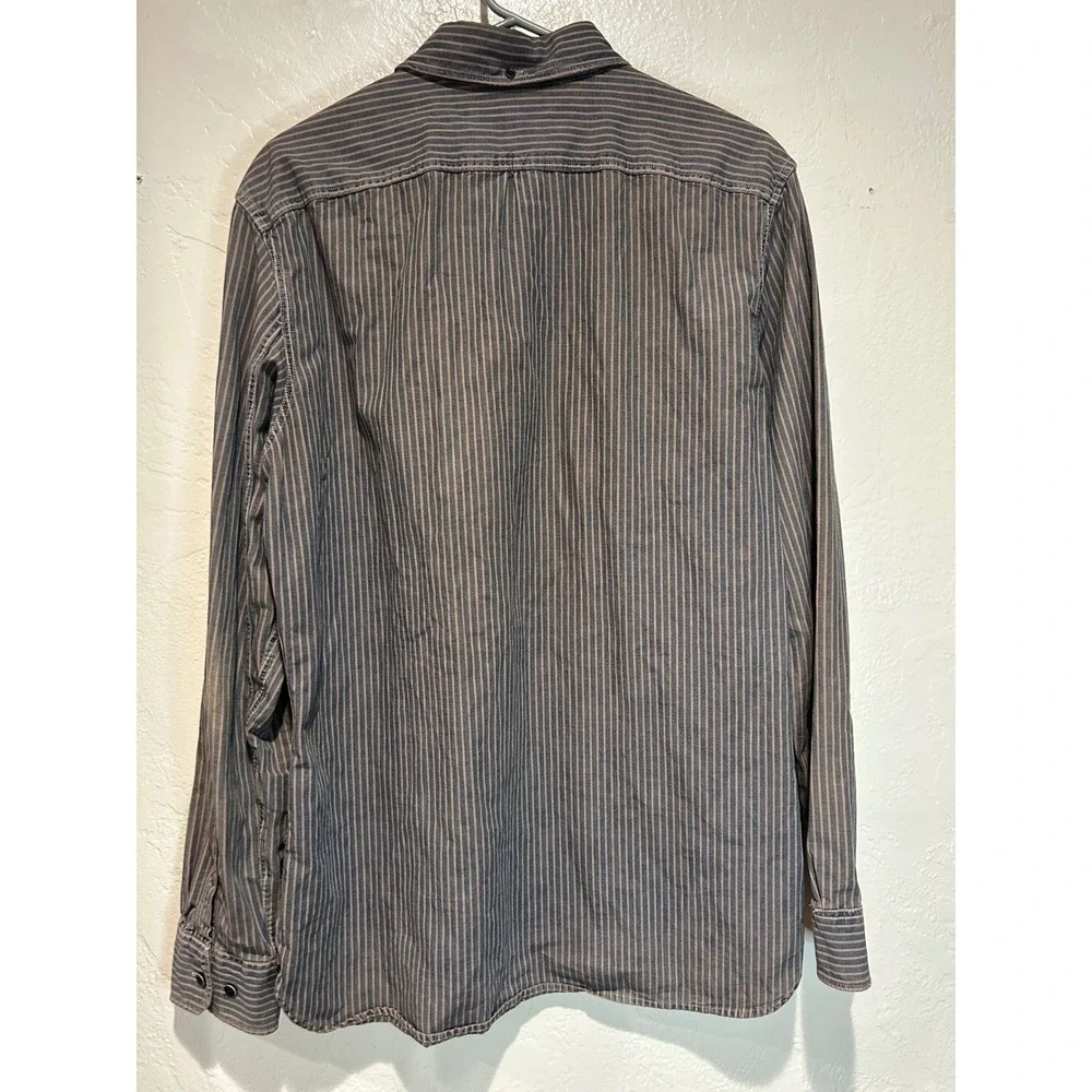Banana Republic Heritage Mens Striped Button Down Shirt Grey Tan‎ Medium 15-15.5